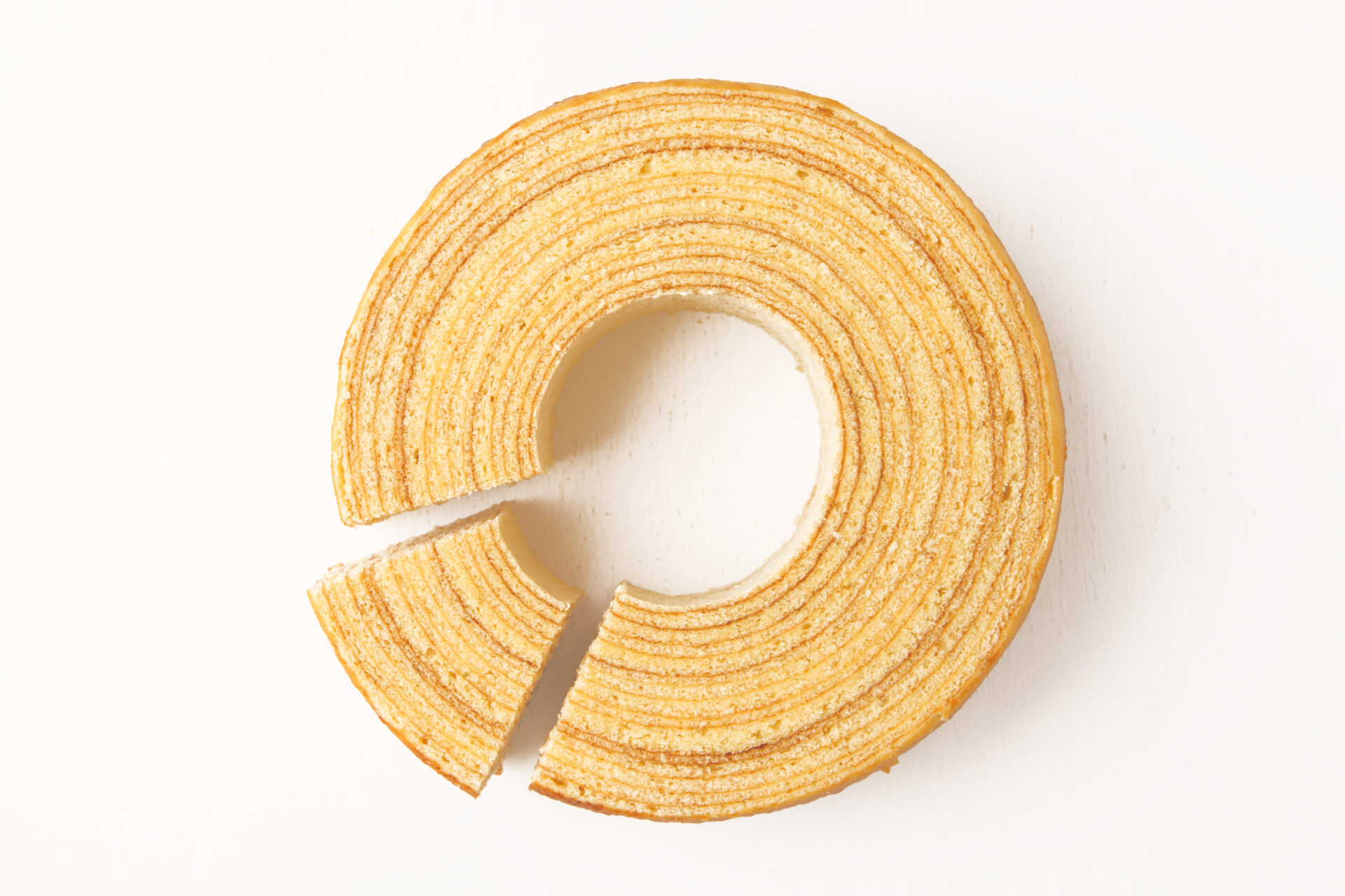 sliced baumkuchen on the topview