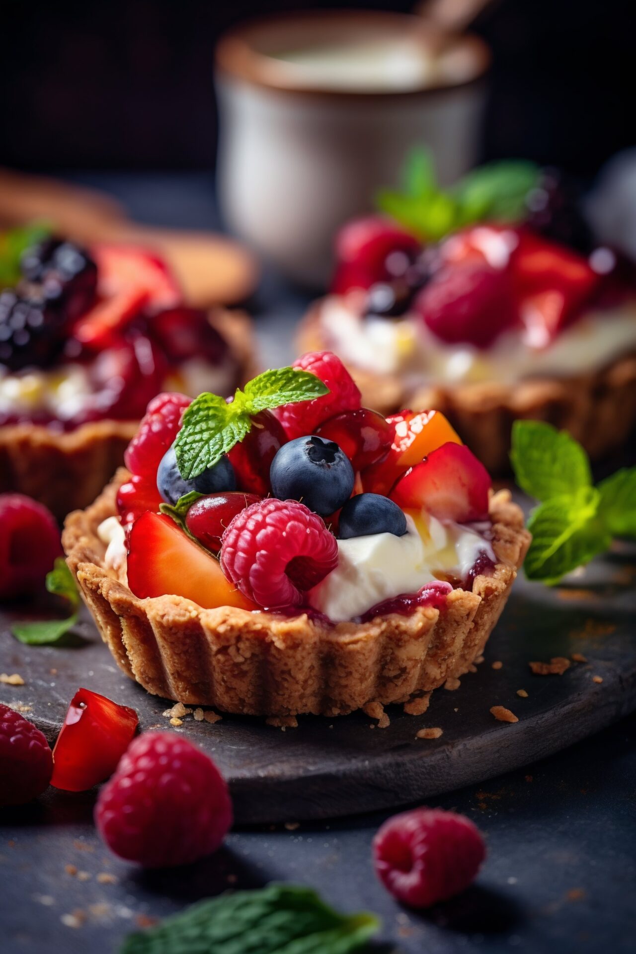 fruite tart with blueberry, wildberry