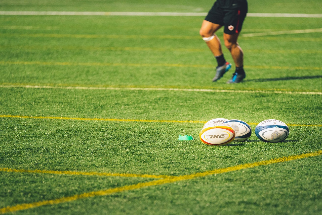 Rugby ball in the field